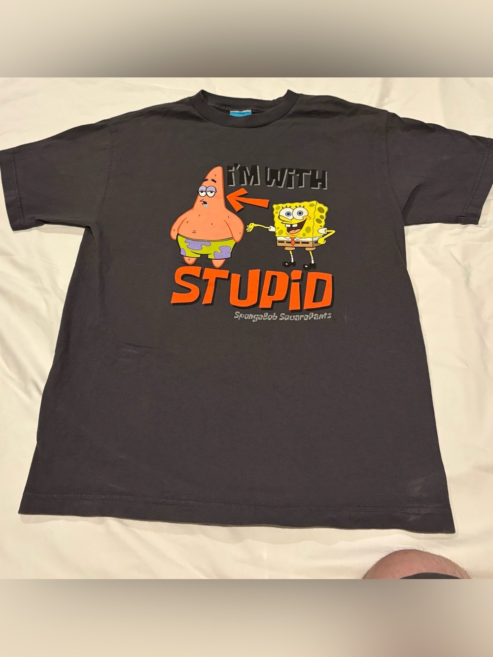 Vintage Nickelodeon SpongeBob SquarePants “I’m With Stupid” T-Shirt Sz:Medium